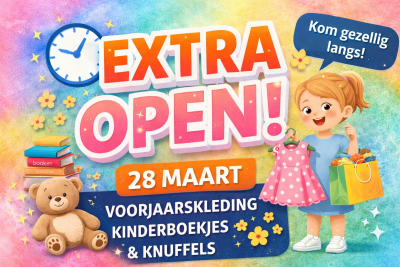 Extra open op zaterdag 28  maart